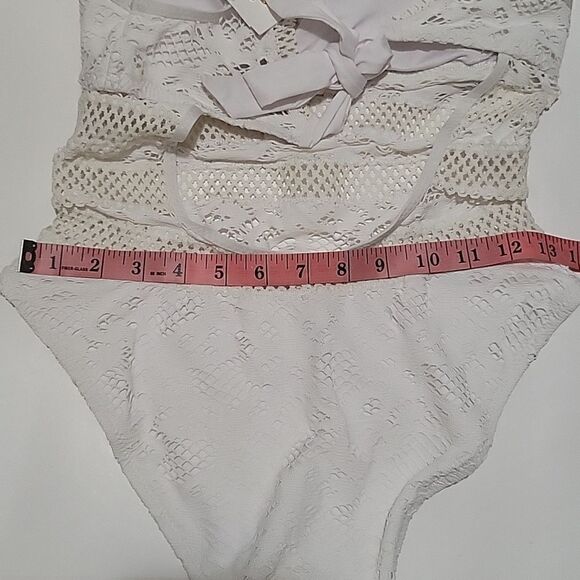 Becca by Rebecca Virtue White Captured Crochet One-Piece Swimsuit - Picture 16 of 16